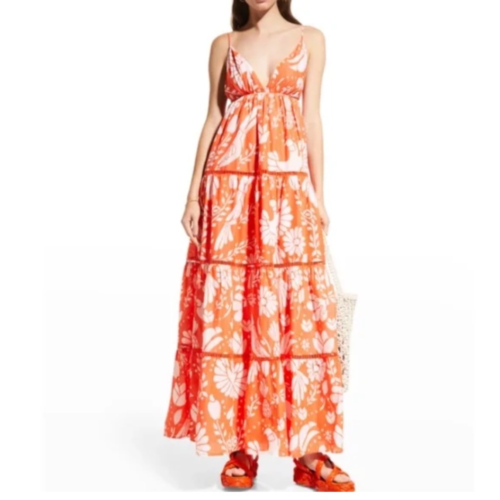 Farm Rio Floral Orange Maxi Dress